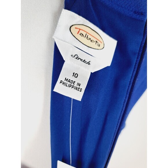 NWT!! TALBOTS Blue Sheath Cocktail Workwear DRESS Size 10‎ Faux Belt - Picture 7 of 9